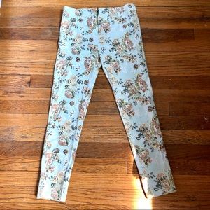 Vintage floral pants with zipper and pocket-retro